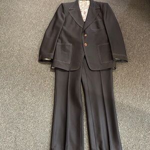 1970’s Dark Brown Suit with Unique Stitching